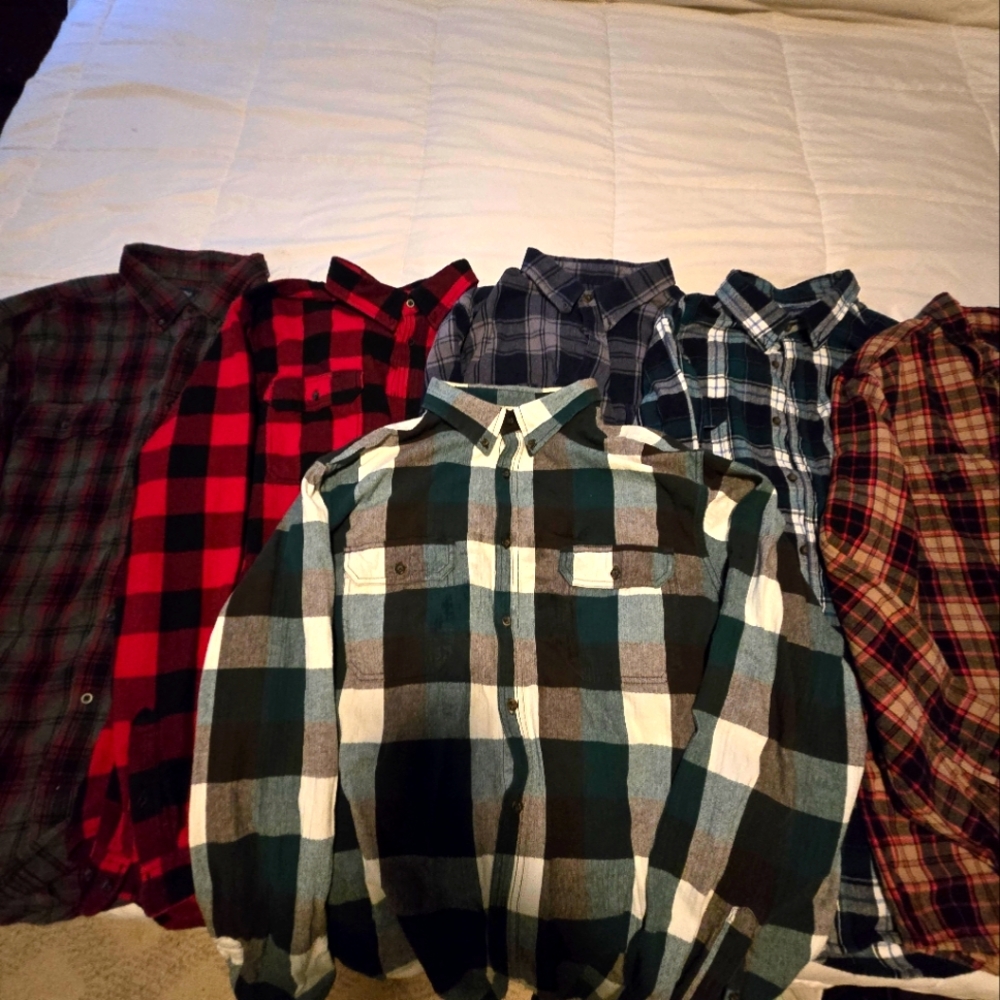5 Men's George Flannel shirts 2XLT